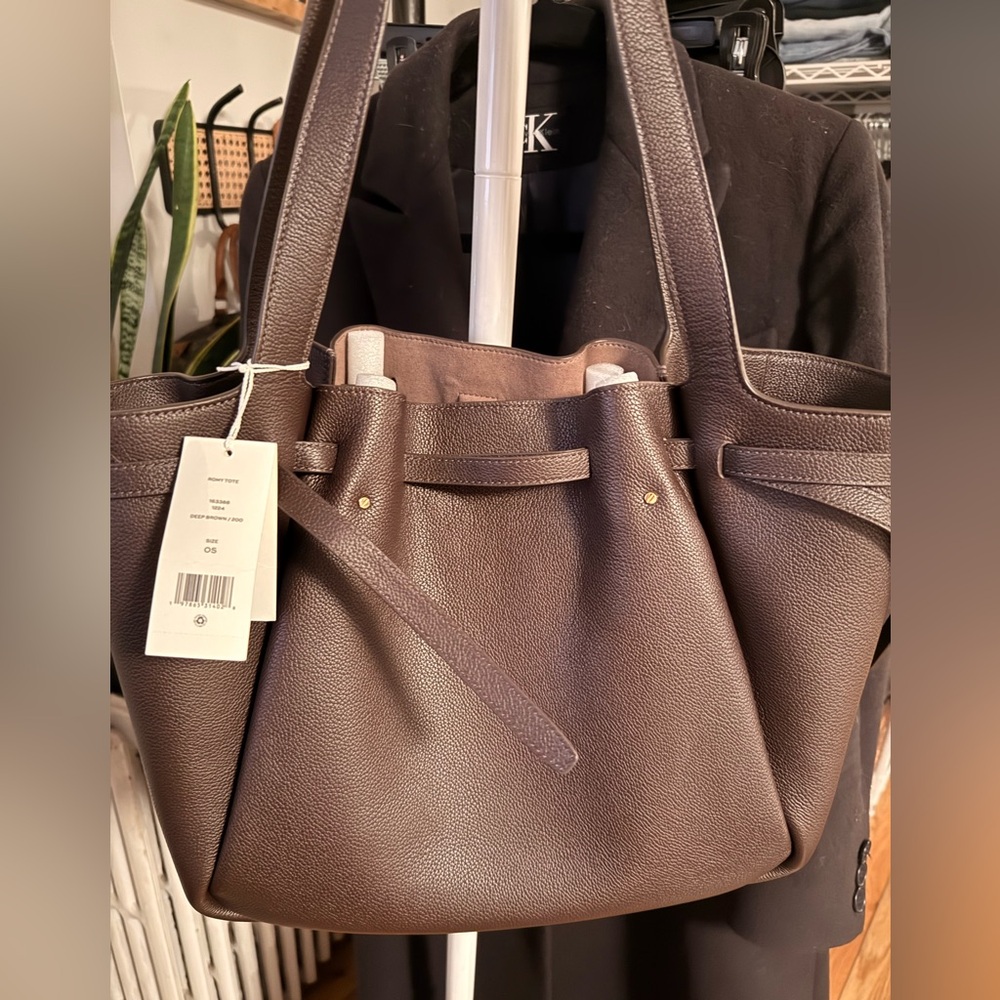 Tory Burch Romy Dark Brown Leather Tote - Picture 8 of 10